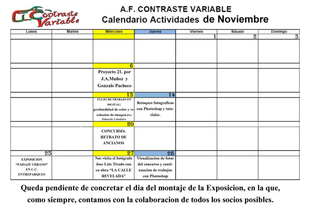 actividades noviembre 2019