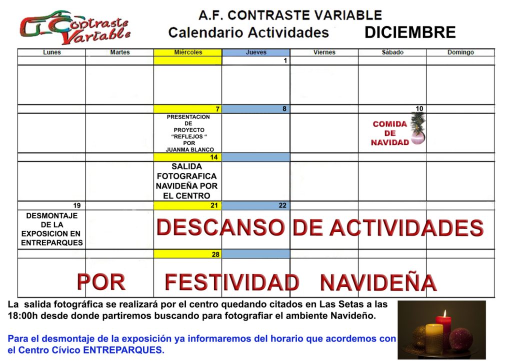 calendario de diciembre de 2022